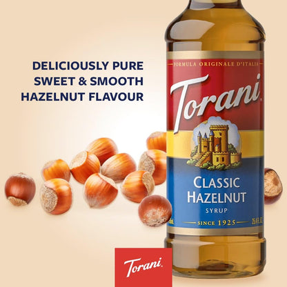 Torani Hazelnut Syrup 750ml - Premium Cane Sugar Coffee Syrup Vegetarian