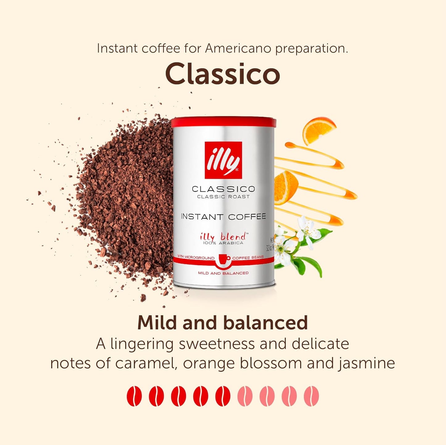 illy Instant Coffee Classico Medium Roast 95g x 6 Pack - 100% Arabica Smooth