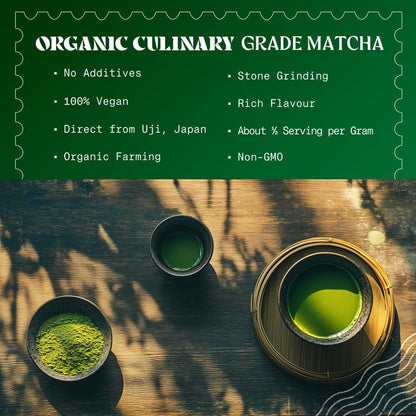 Organic Japanese Matcha Green Tea Powder - Culinary Grade 200g | Uji Kyoto Premium Quality