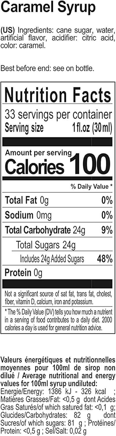 Premium Caramel Syrup by 1883 Maison Routin - 1L