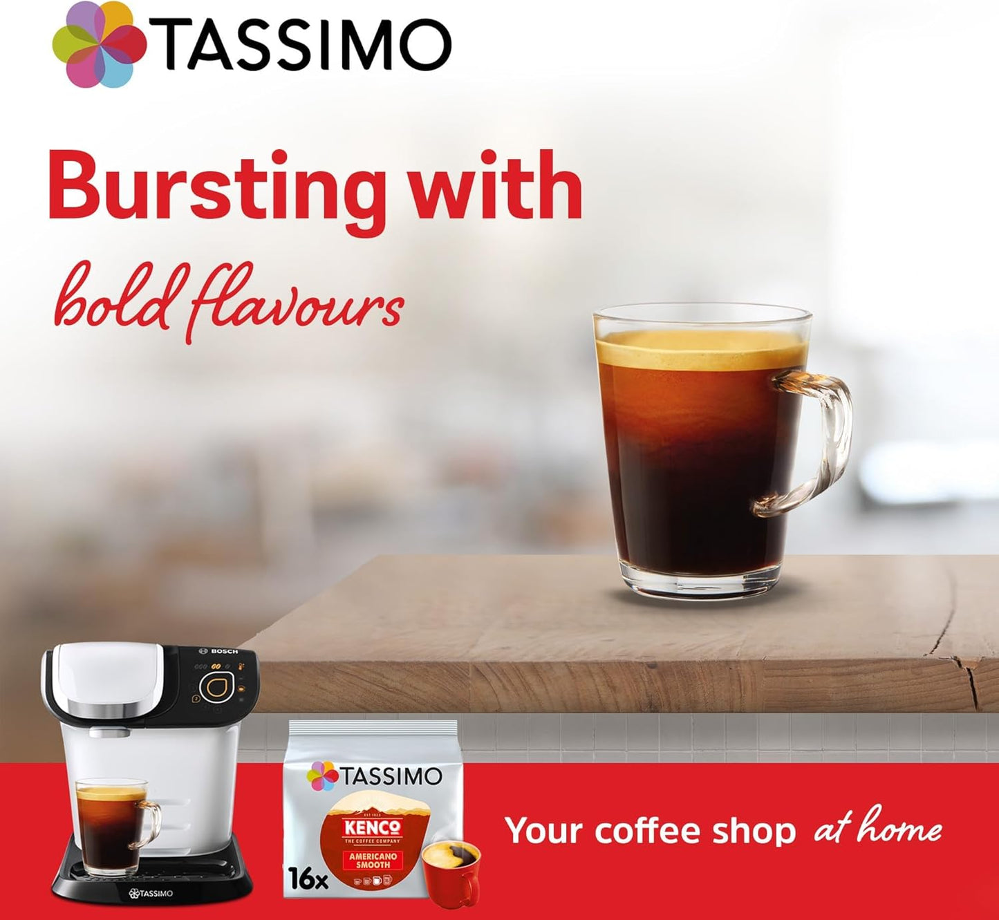 Tassimo Kenco Americano Smooth Coffee Pods - 80 Drinks (5 Packs of 16)-ExpressCo