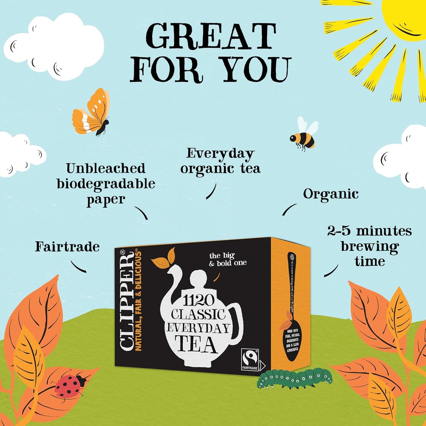 Clipper Tea Everyday Fairtrade Black Tea Bags 1120 - Bulk Catering Pack