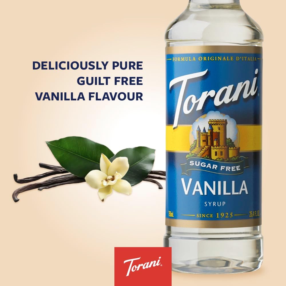 Torani Vanilla Sugar Free Coffee Syrup 750ml - Zero Sugar Vegan Syrup