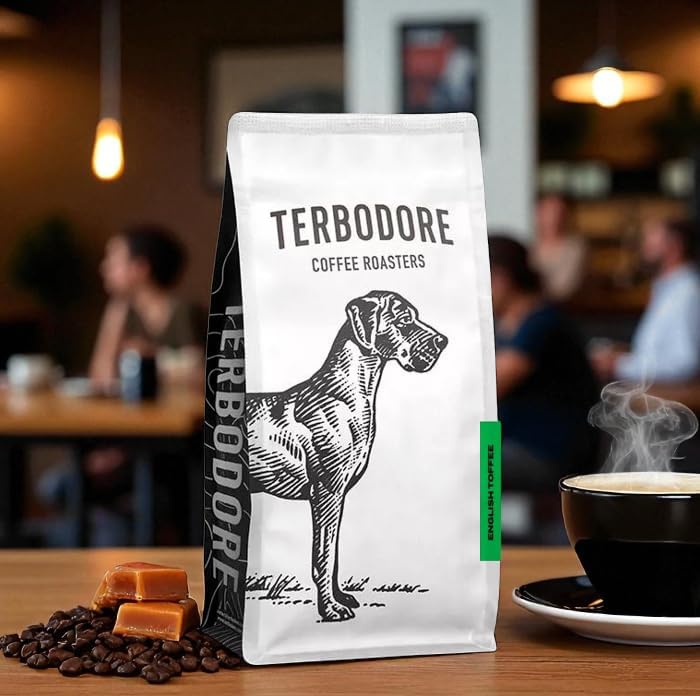 Terbodore English Toffee Coffee Beans 1kg - Toffee Flavoured Whole Beans Medium Roast-ExpressCo