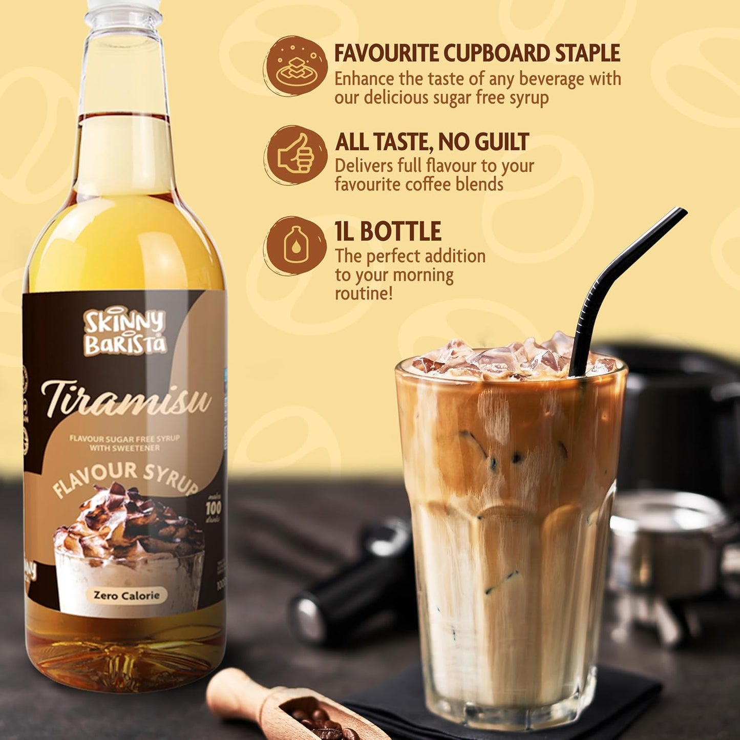 Skinny Barista Tiramisu Syrup Zero Calorie 1L - Sugar Free Vegan-ExpressCo