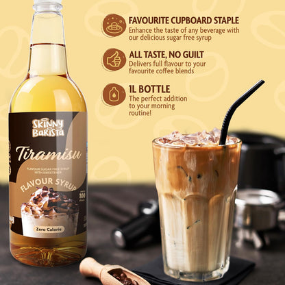 Skinny Barista Tiramisu Syrup Zero Calorie 1L - Sugar Free Vegan-ExpressCo