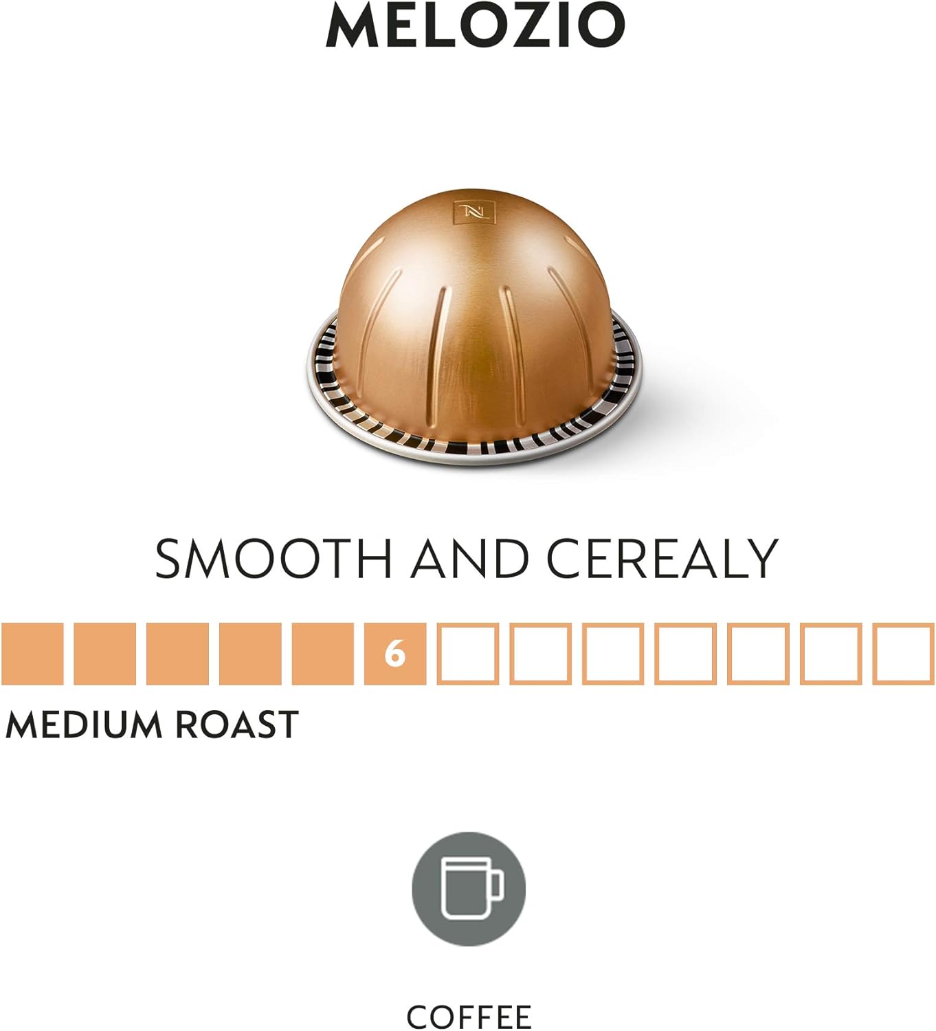 Nespresso Capsules VertuoLine Melozio 30 Count - Medium Roast Coffee Pods