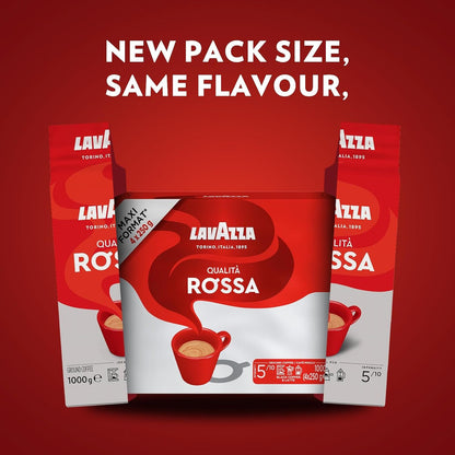 Lavazza, Qualità Rossa, Ground Coffee, 1 kg, Ideal for Moka Pots, with Aromatic Notes of Chocolate and Dried Fruits, Arabica and Robusta, Intensity 5/10, Medium Roasting, 4 x 250g