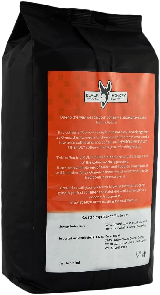 Black Donkey WONKY Blend Whole Coffee Beans 1KG - Sustainable Off-Cuts Mix