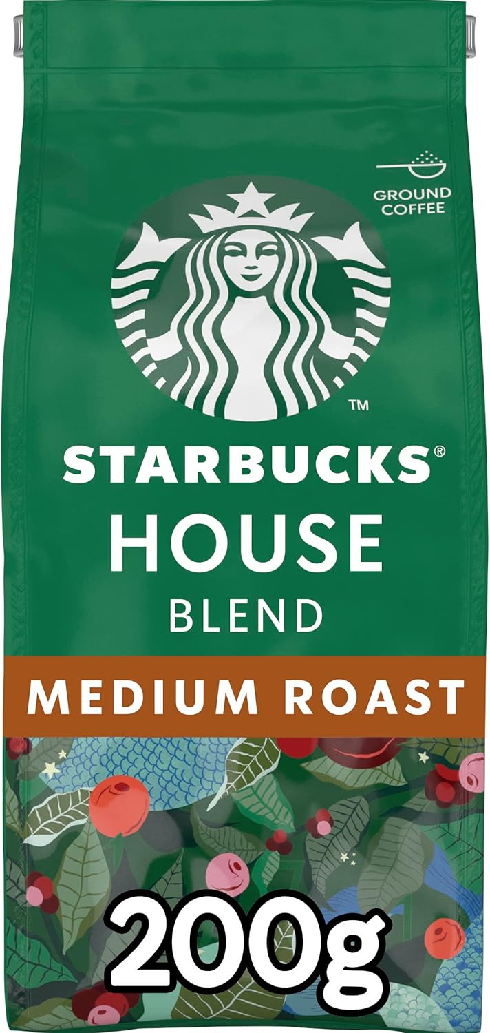 STARBUCKS House Blend Medium Roast Ground Coffee 200g Pack of 6 - Balanced