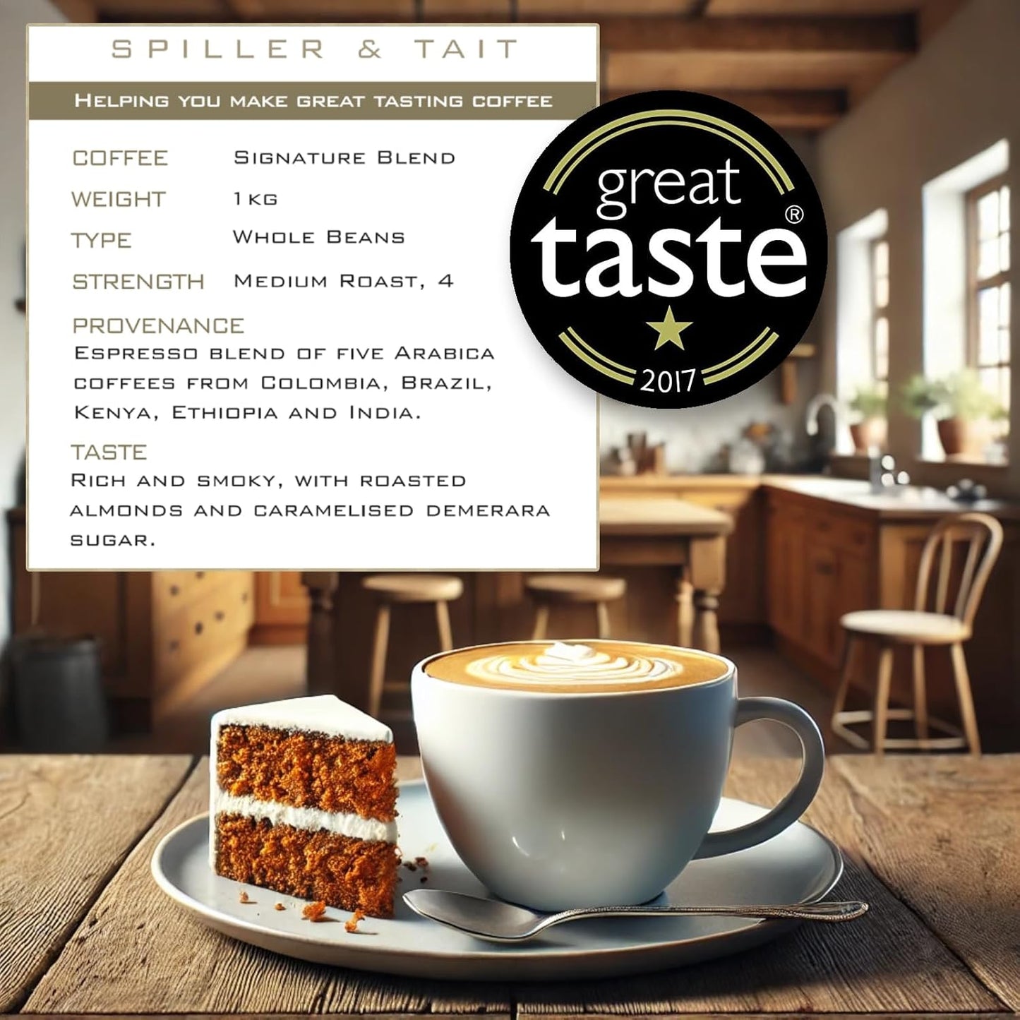 Premium Spiller & Tait Signature Blend Coffee Beans 1kg - Award Winning Espresso