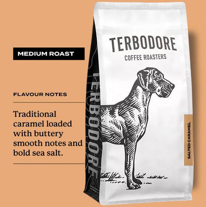 Terbodore Salted Caramel Coffee Beans 1kg - Flavoured Whole Beans Medium Roast