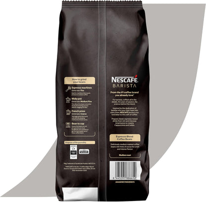 NESCAFÉ BARISTA Espresso Blend Coffee Beans 1kg - Medium Roast 8/10