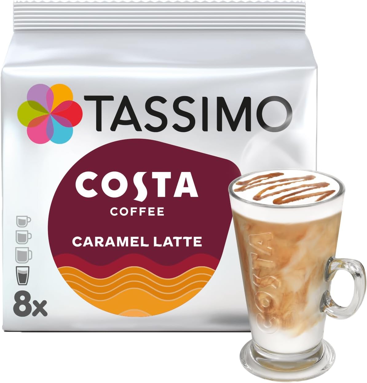 Tassimo Costa Caramel Latte Coffee Pods - 40 Drinks (5 x 8 Pack)