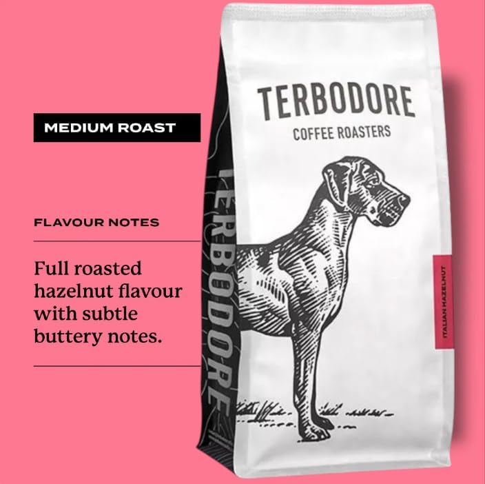 Terbodore Italian Hazelnut Coffee Beans 1kg - Hazelnut Flavoured Whole Beans Medium Roast
