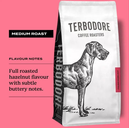 Terbodore Italian Hazelnut Coffee Beans 1kg - Hazelnut Flavoured Whole Beans Medium Roast