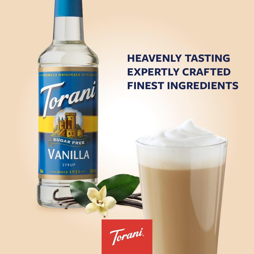 Torani Vanilla Sugar Free Coffee Syrup 750ml - Zero Sugar Vegan Syrup
