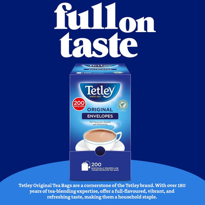 Tetley Original Black Tea Bags in Envelopes 200 - Individually Wrapped Teabags