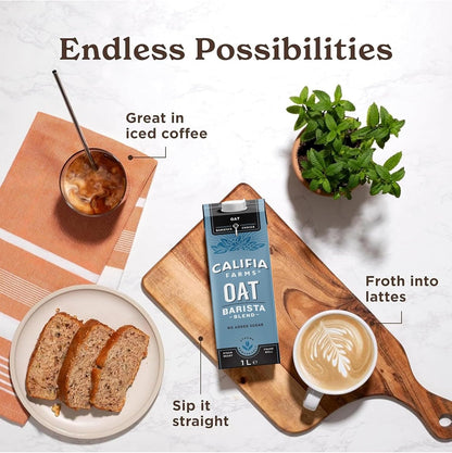 Califia Farms Oat Barista Blend with Calcium - 6 x 1L Dairy Free Vegan Milk