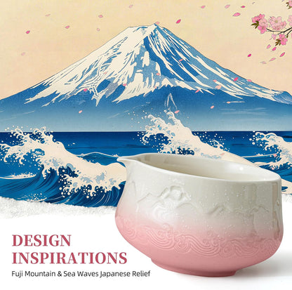 TEANAGOO 7 Pcs Matcha Set Pink - Ceremony Matcha Kit with Whisk Bowl Scoop Sifter