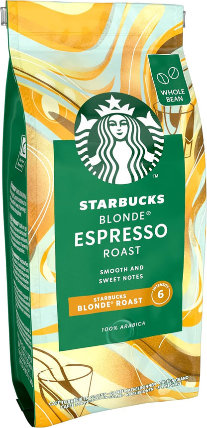STARBUCKS Blonde Espresso Roast Whole Bean Coffee 200g Pack of 6 - Light Roast-ExpressCo