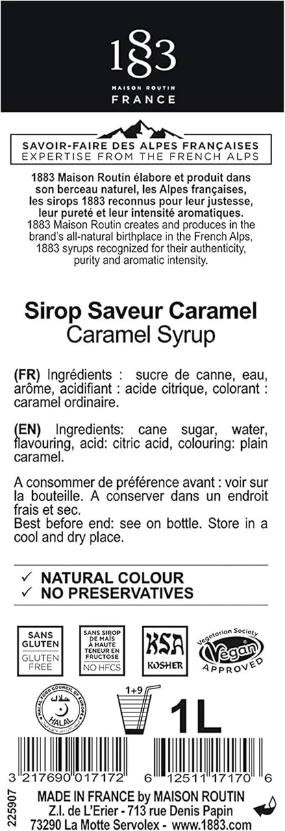 Premium Caramel Syrup by 1883 Maison Routin - 1L