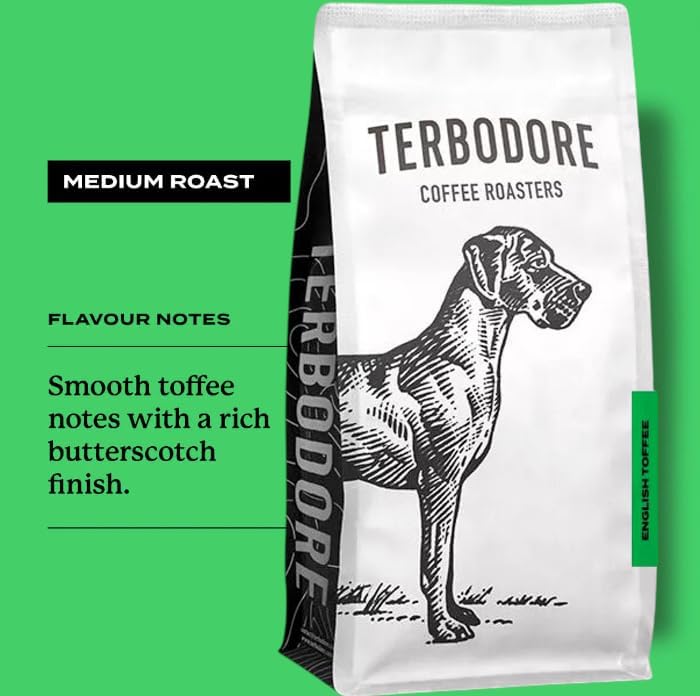 Terbodore English Toffee Coffee Beans 1kg - Toffee Flavoured Whole Beans Medium Roast-ExpressCo