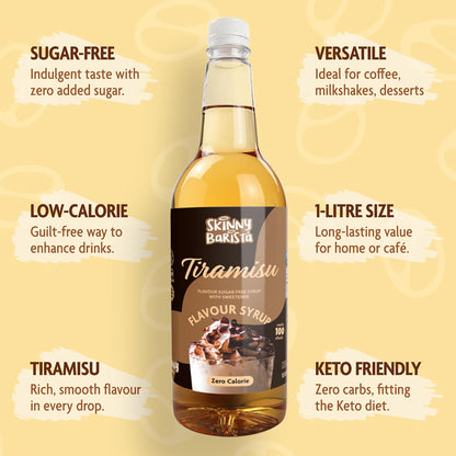 Skinny Barista Tiramisu Syrup Zero Calorie 1L - Sugar Free Vegan-ExpressCo