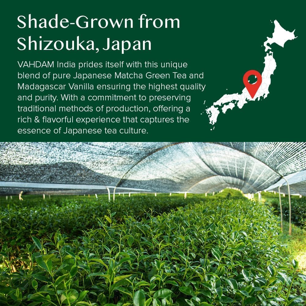 VAHDAM Japanese Vanilla Matcha Green Tea Powder 100g - Premium Vanilla Matcha