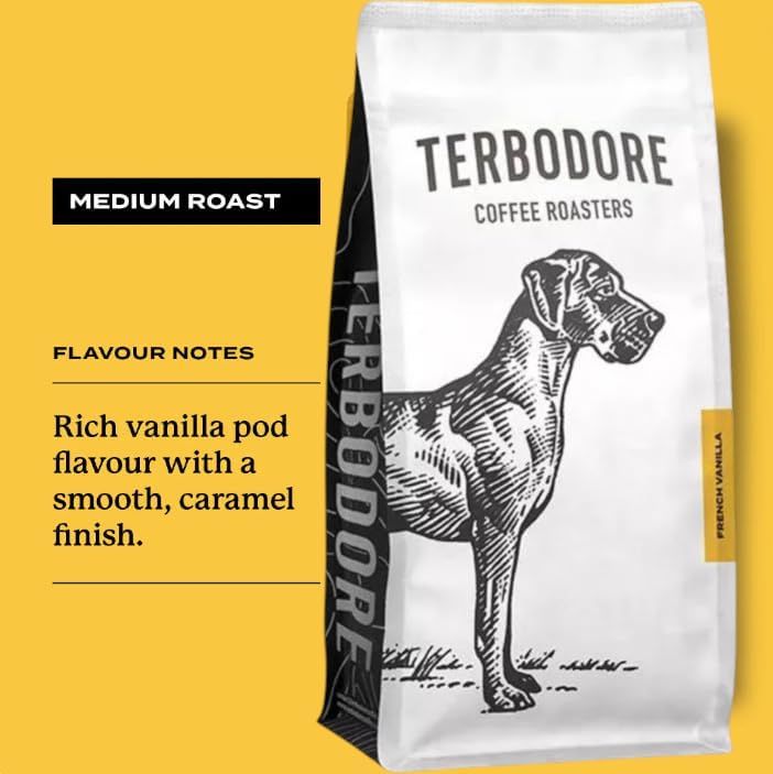Terbodore French Vanilla Coffee Beans 1kg - Vanilla Flavoured Whole Beans Medium Roast-ExpressCo