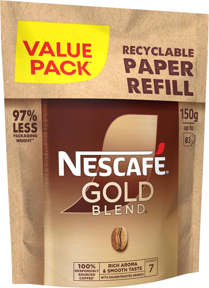 NESCAFÉ Gold Blend Refill 150g - 5 Pack Bundle | 416 Cups Premium Instant Coffee