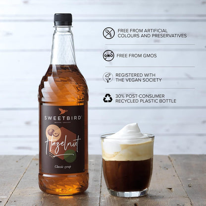 Sweetbird Hazelnut Syrup 1 Litre - Premium Coffee Syrup for Lattes