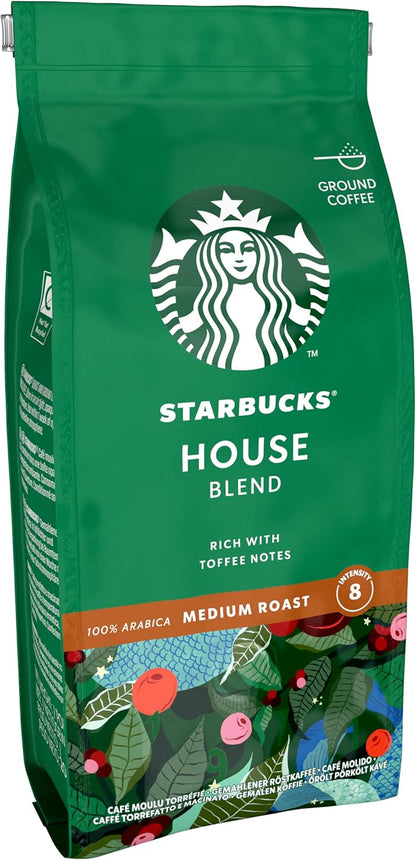STARBUCKS House Blend Medium Roast Ground Coffee 200g Pack of 6 - Balanced