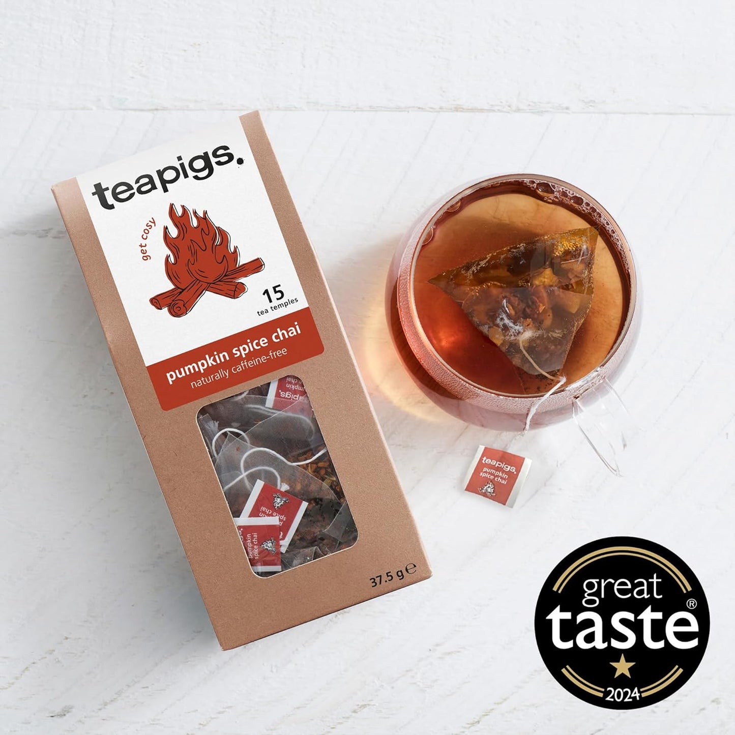 teapigs Pumpkin Spice Chai Tea - Caffeine-Free Chai 15 Temples Cinnamon Cardamom