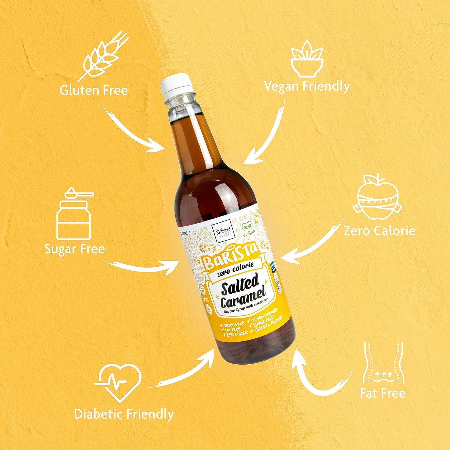 Skinny Food Co Salted Caramel Syrup Zero Calorie 1L - Sugar Free Vegan