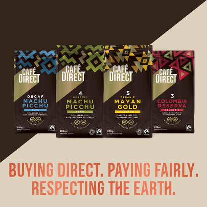 Cafédirect Cauca Valley Colombia Fairtrade Ground Coffee 200g - Pack of 6 (1.2kg Total)