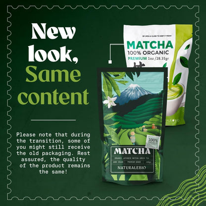 NaturaleBio Japanese Organic Matcha Green Tea Powder - Premium Grade-100g. Produced in Japan, Uji, Kyoto. Use for Drinking, Cooking, Baking, Smoothie Making and with Milk. Vegan & Vegetarian Friendly