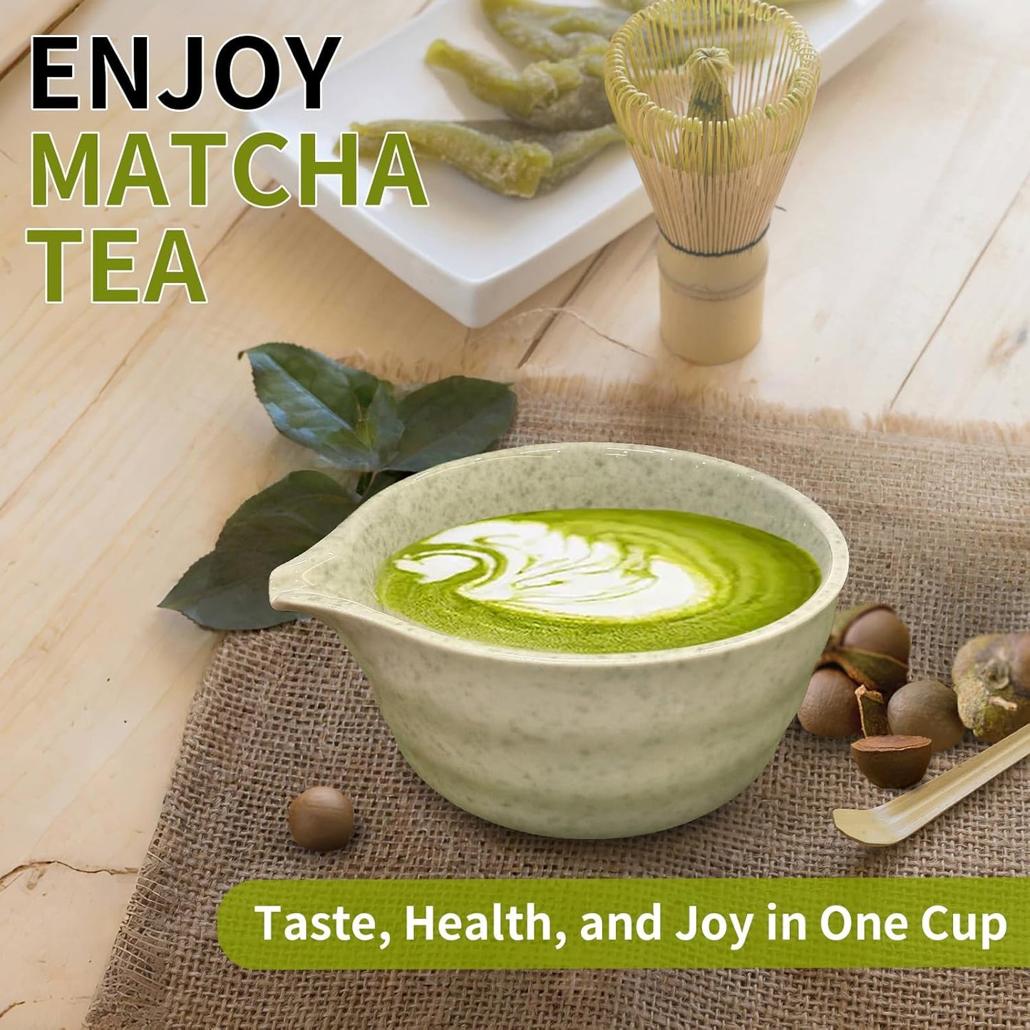 Matcha Set Whisk and Bowl Kit - Complete Tea Set Gift with Ceramic Bowl Bamboo Tools