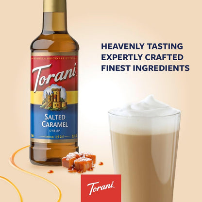 Torani Salted Caramel Coffee Syrup 750ml - Pure Cane Sugar Vegetarian