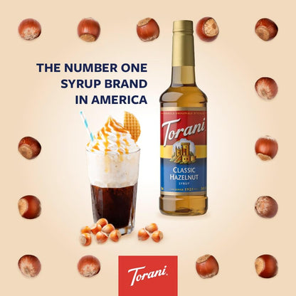 Torani Hazelnut Syrup 750ml - Premium Cane Sugar Coffee Syrup Vegetarian