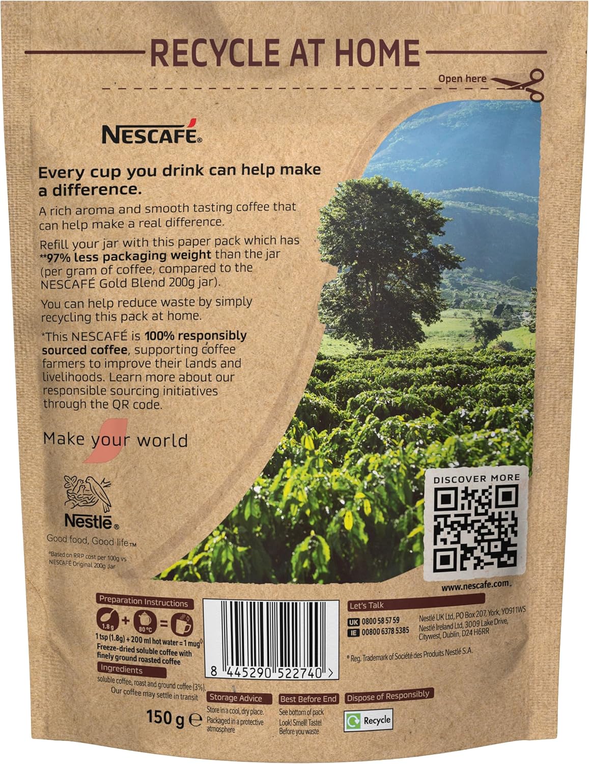 NESCAFÉ Gold Blend Refill 150g - 5 Pack Bundle | 416 Cups Premium Instant Coffee