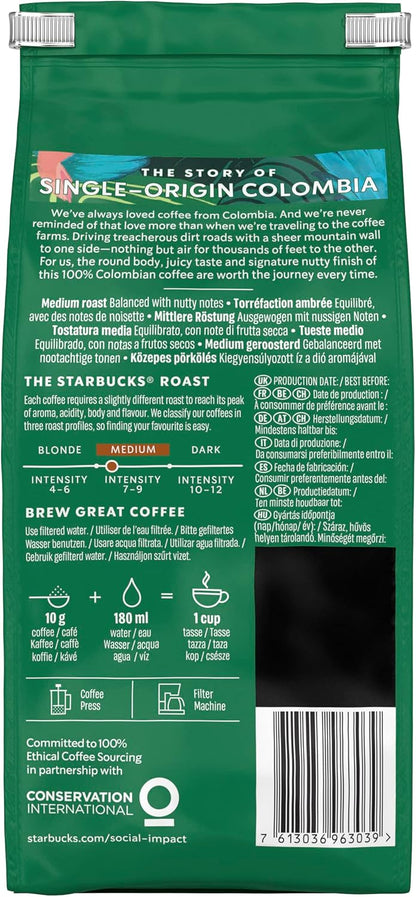 STARBUCKS Single-Origin Colombia Medium Roast Ground Coffee 200g Pack of 6-ExpressCo