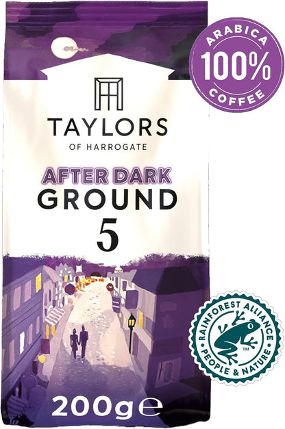 Taylors of Harrogate After Dark Ground Coffee 200g - Pack of 6 (1.2kg Total)