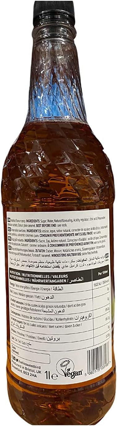 Sweetbird Hazelnut Syrup 1 Litre - Premium Coffee Syrup for Lattes