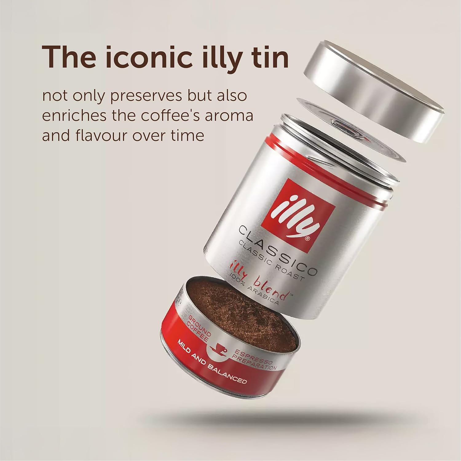 illy Classico Coffee Beans Medium Roast 250g Tin - 100% Arabica Whole Beans-ExpressCo