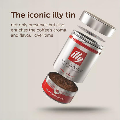 illy Classico Coffee Beans Medium Roast 250g Tin - 100% Arabica Whole Beans-ExpressCo