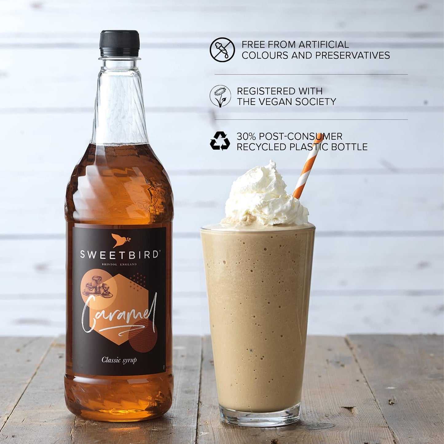 Sweetbird Caramel Syrup 1 Litre - Premium Coffee Syrup for Lattes
