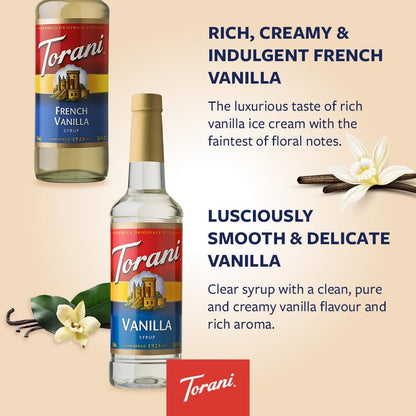 Torani Coffee Syrup Set 4 x 750ml - Vanilla, Caramel, French Vanilla, Hazelnut