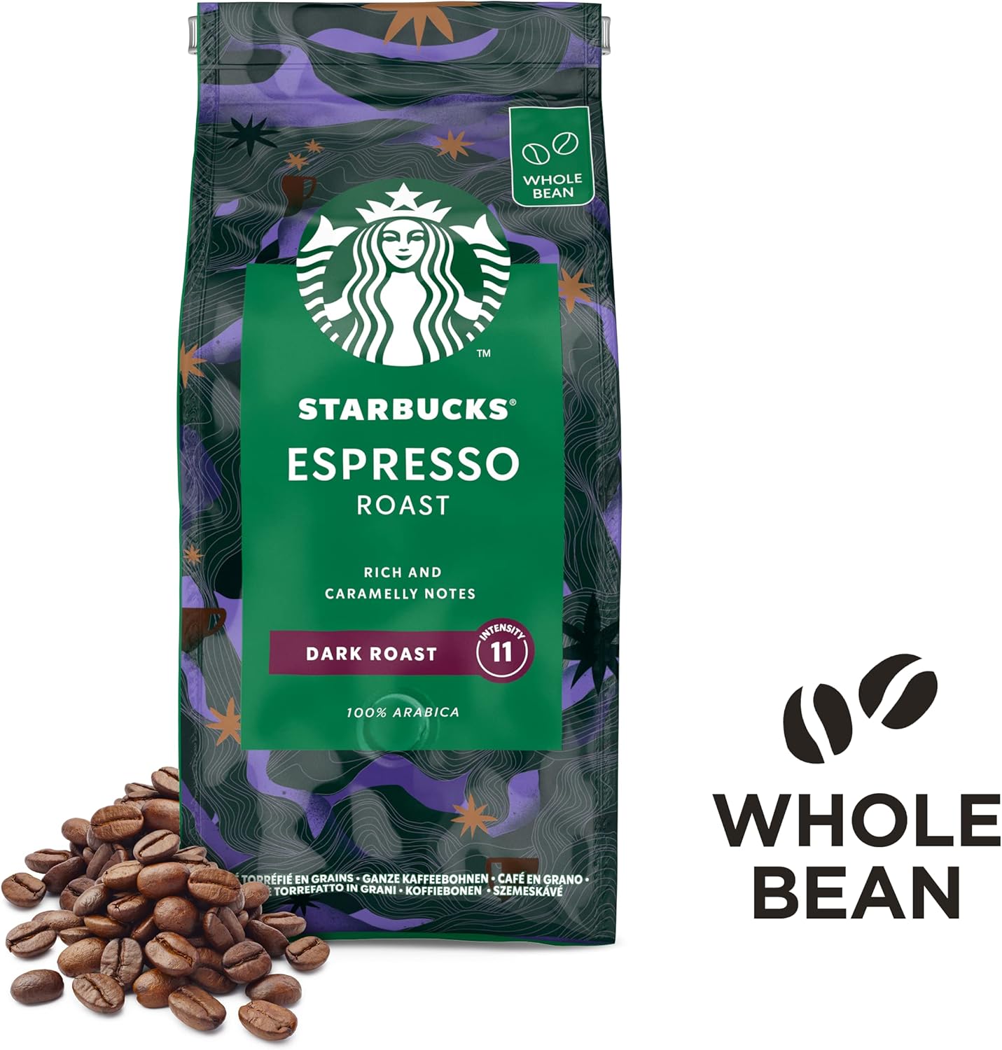 STARBUCKS Espresso Roast Dark Roast Whole Bean Coffee 200g Pack of 6 - Bold-ExpressCo