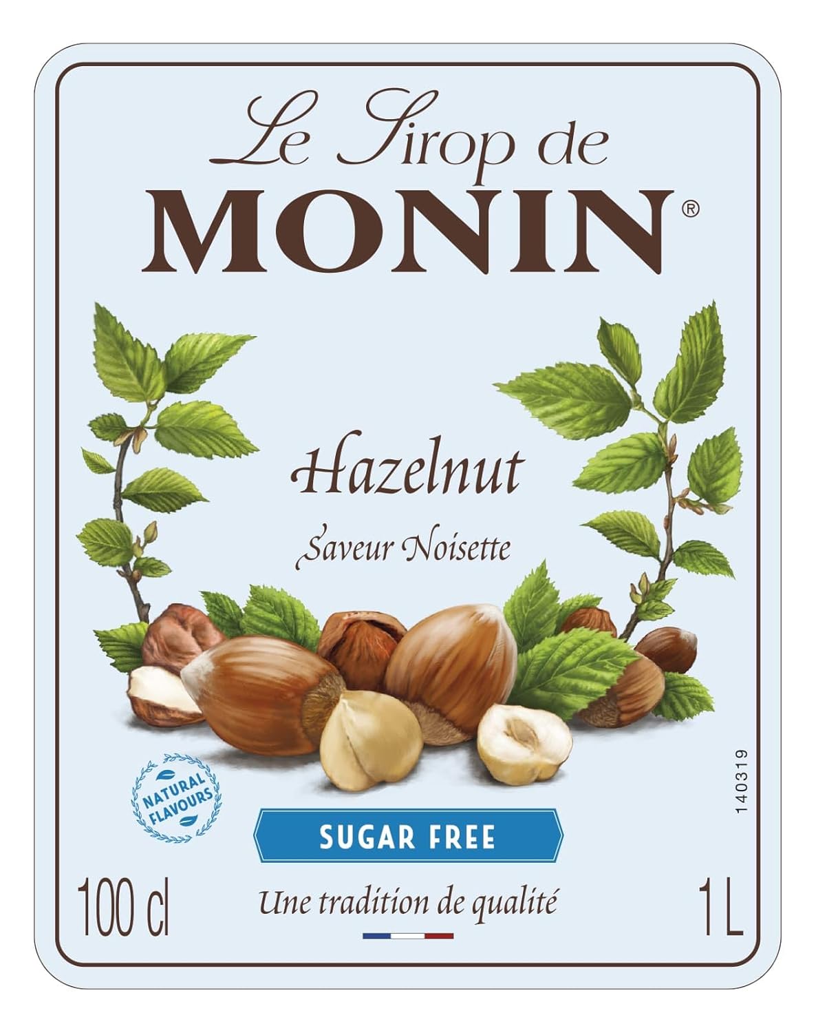 MONIN Premium Hazelnut Sugar Free Syrup 1L - Vegan Natural Coffee Syrup-ExpressCo